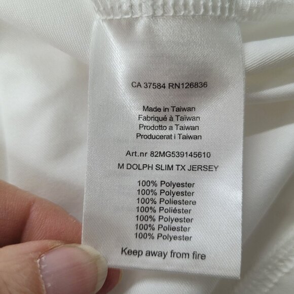 J Linderberg Dolph TX Golf Polo Shirt Men L Black White Slim Logo Performance - Picture 7 of 11